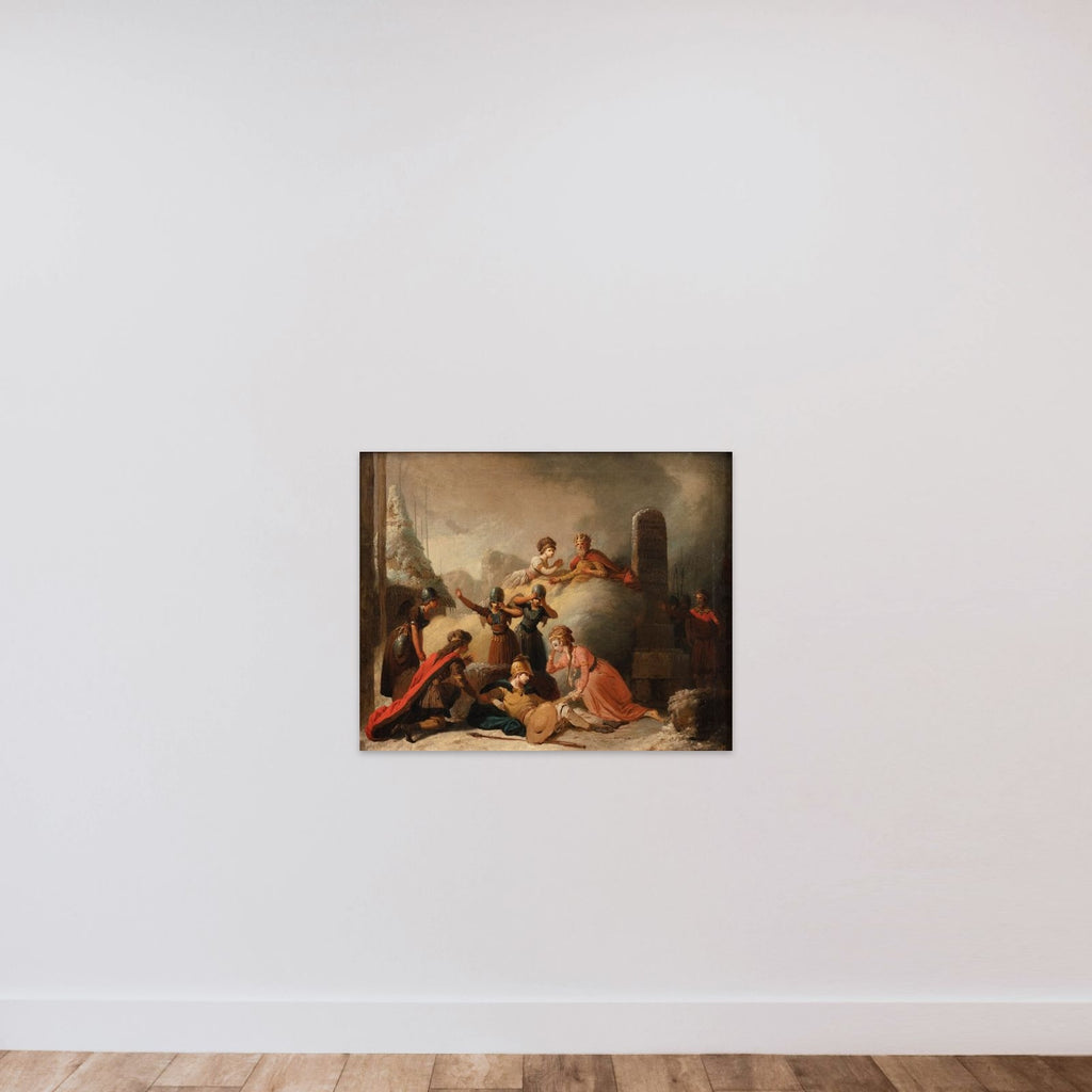Slutningsscenen af Johannes Ewalds "Balders Død" unframed — shown to scale