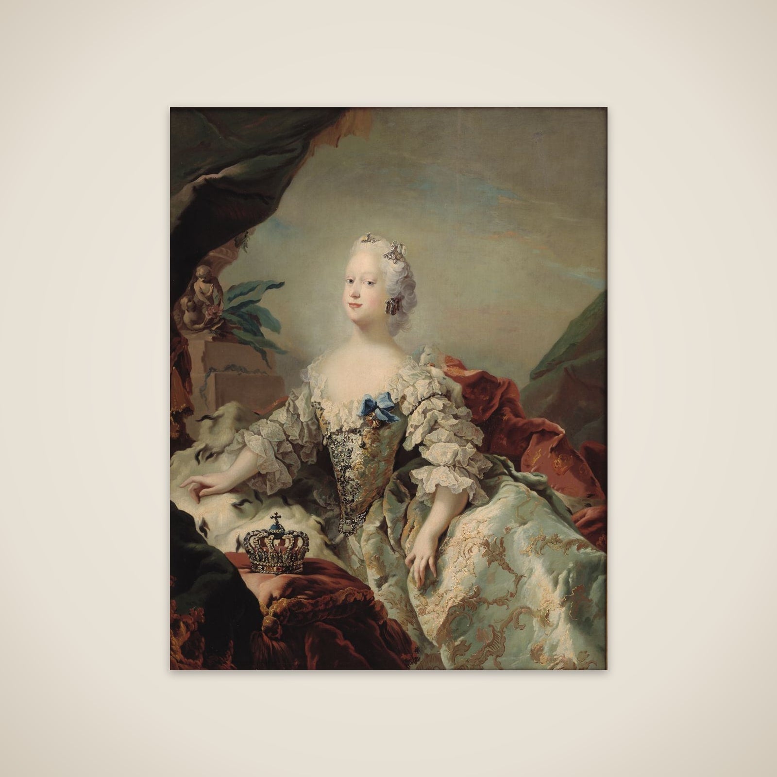Portræt af Louise, Frederik V's første dronning, i salvingsdragt unframed print