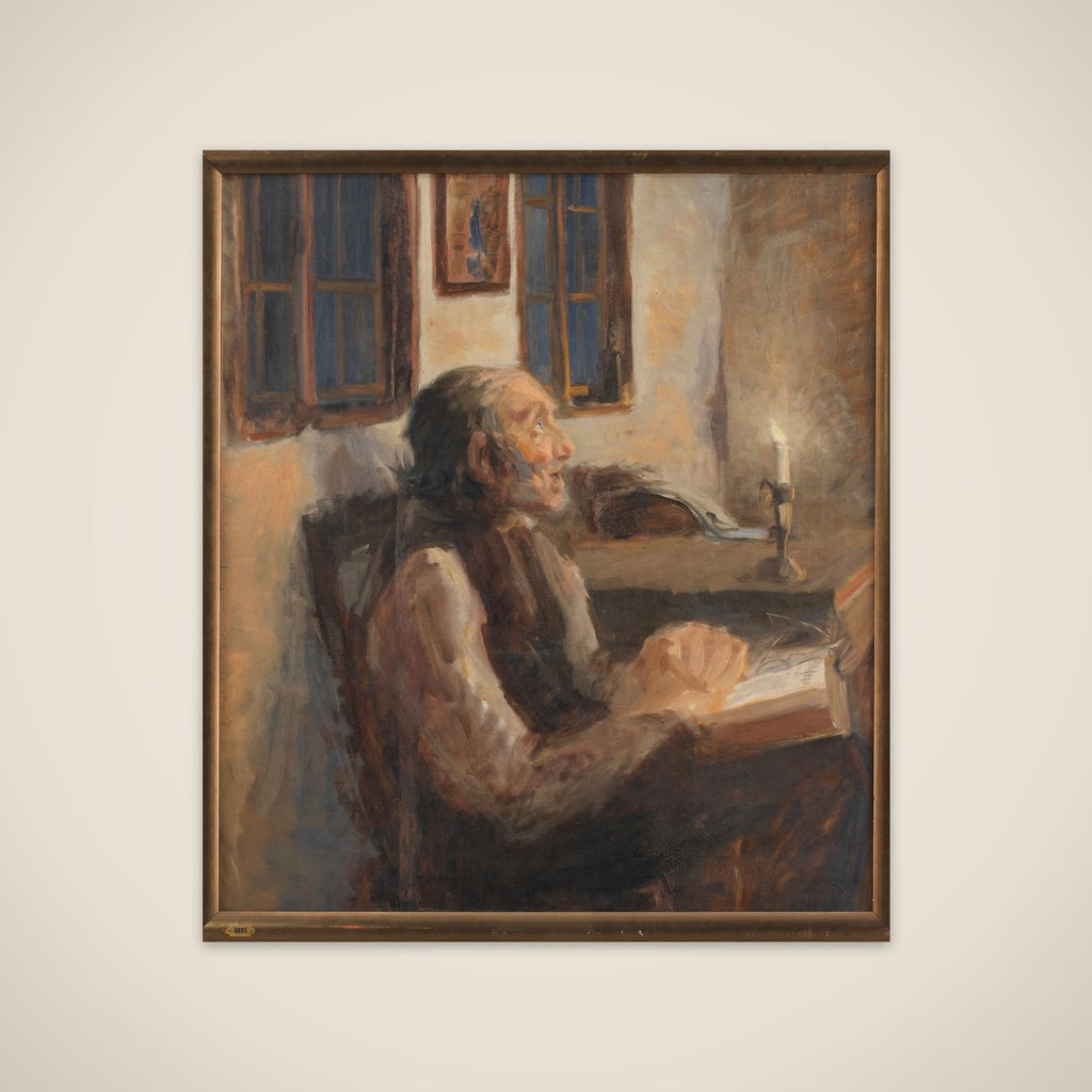 Den gamle mand ved spedelyset unframed print