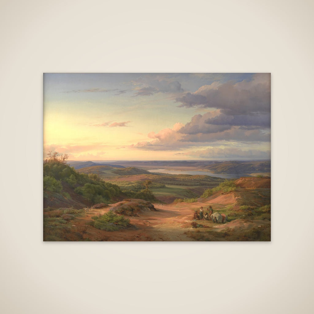 Et landskab ved Himmelbjerget. I forgrunden en taterfamilie unframed print