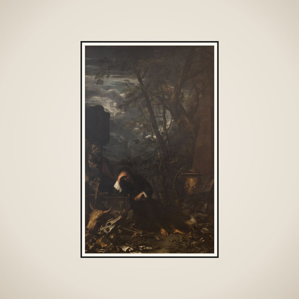 Demokrit, hensunken i betragtninger framed