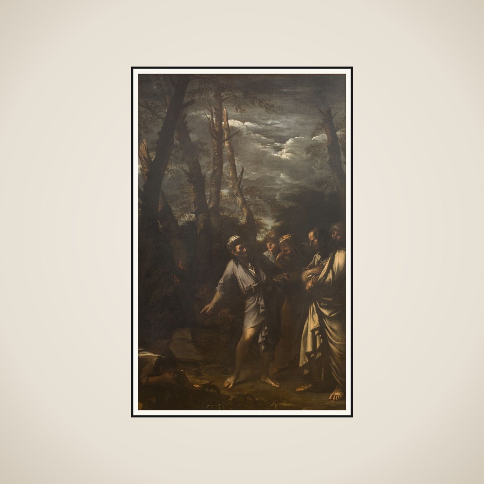 Diogenes, der bortkaster sin skål framed