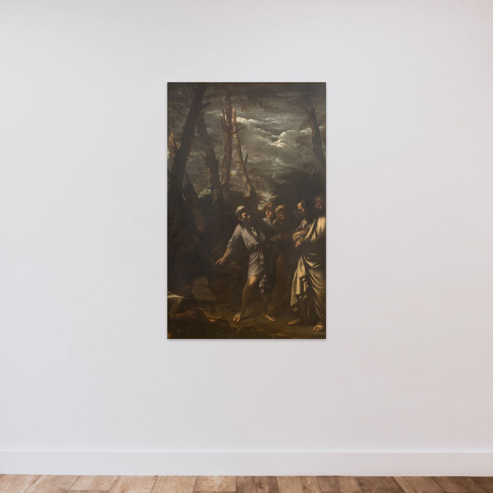 Diogenes, der bortkaster sin skål unframed — shown to scale