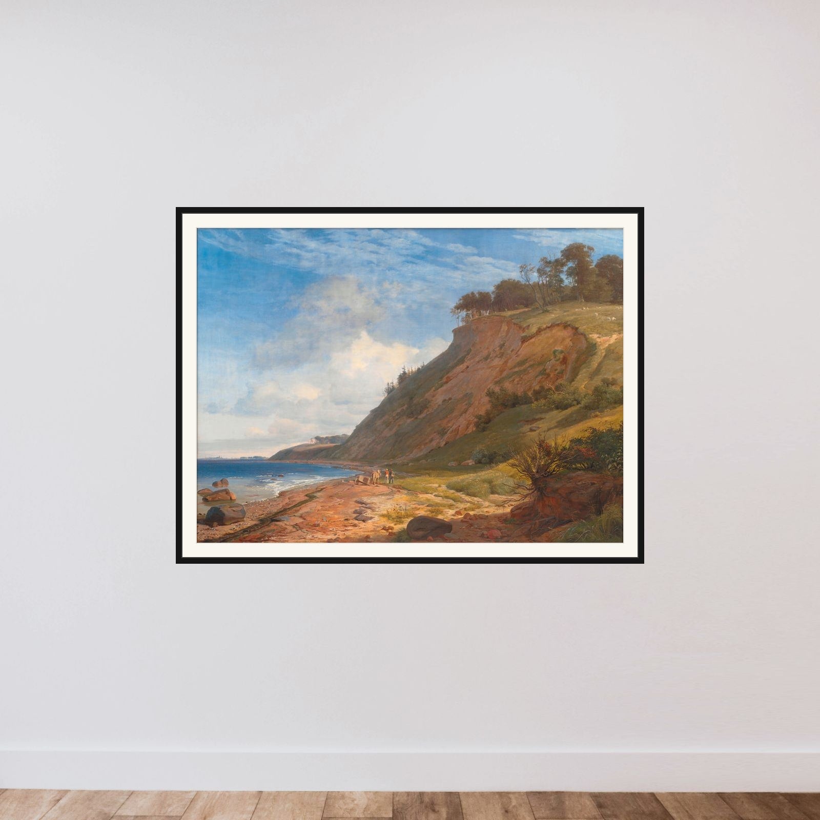 En dansk kyst. Motiv fra Kitnæs ved Roskilde Fjord framed — shown to scale
