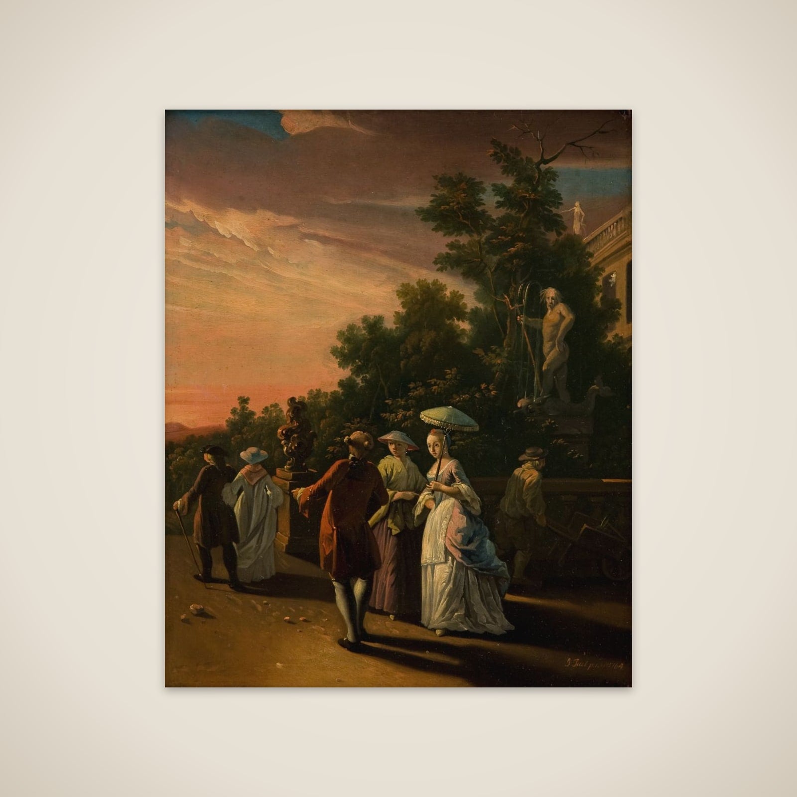 Selskabsscene i en park unframed print
