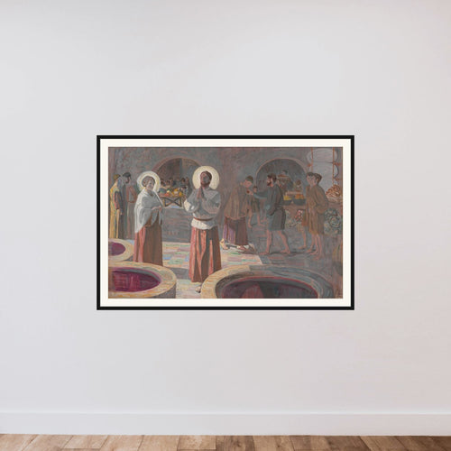 Brylluppet i Kana framed — shown to scale