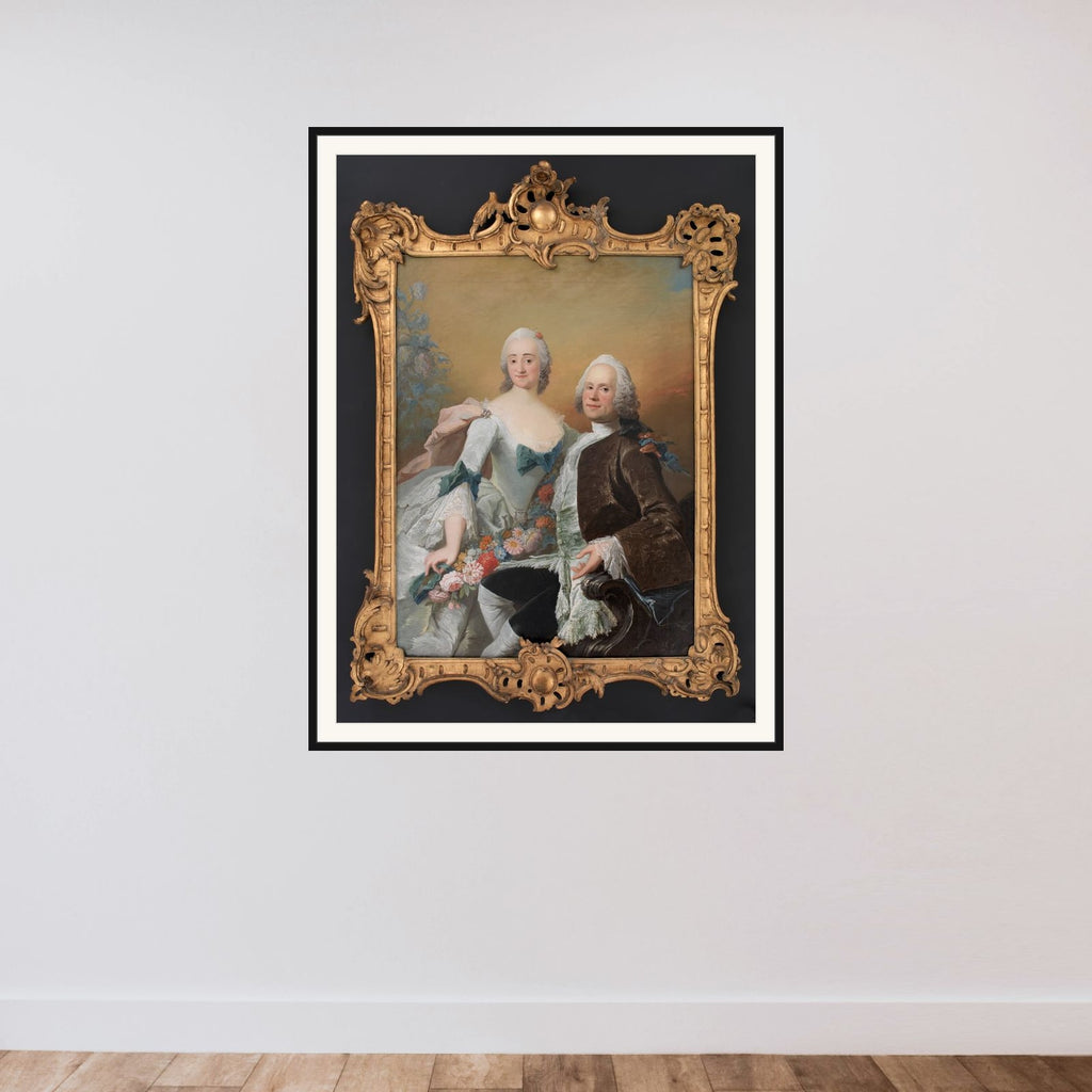 Hofjuvelér Christopher Fabritius og hustru Gundel, f. Berntz framed — shown to scale