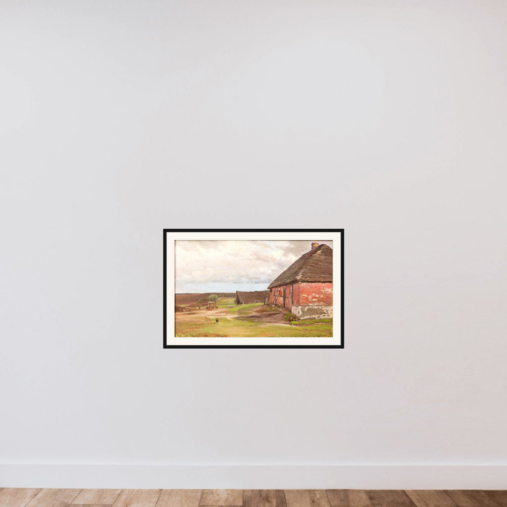 Et hus på Alheden framed — shown to scale