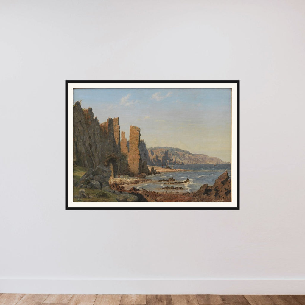 Lyseklippen ved Rø på Bornholm framed — shown to scale