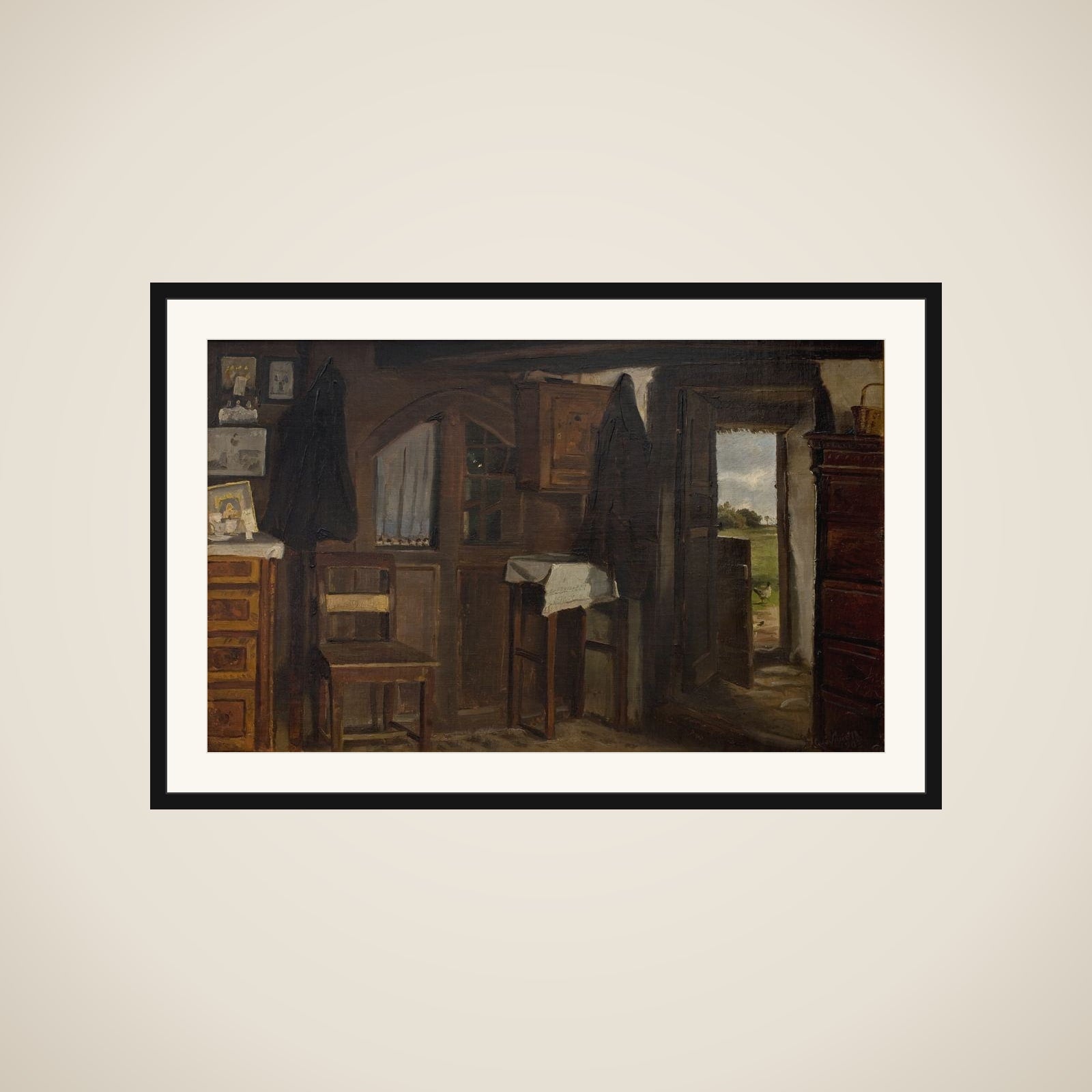 Interiør fra et bondehus framed