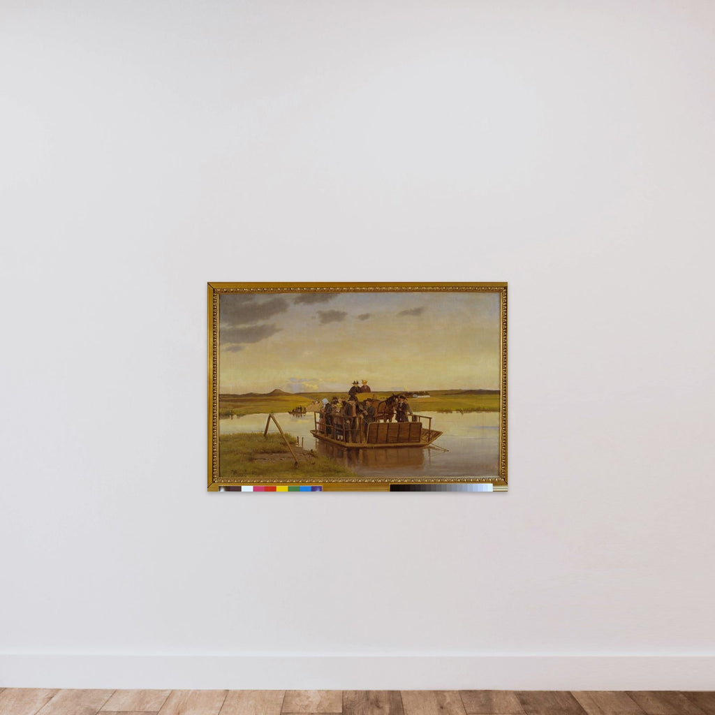 En færge over Gudenåen unframed — shown to scale