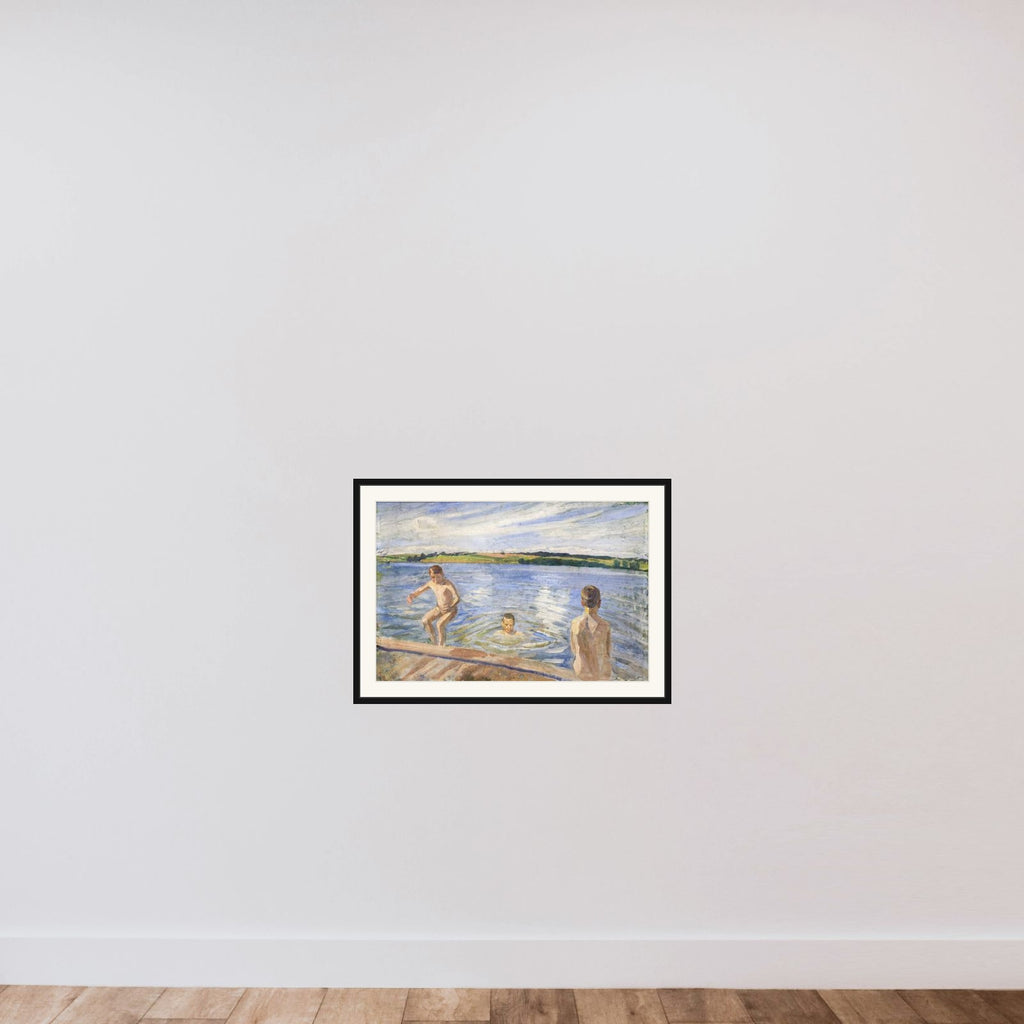 Badende drenge framed — shown to scale
