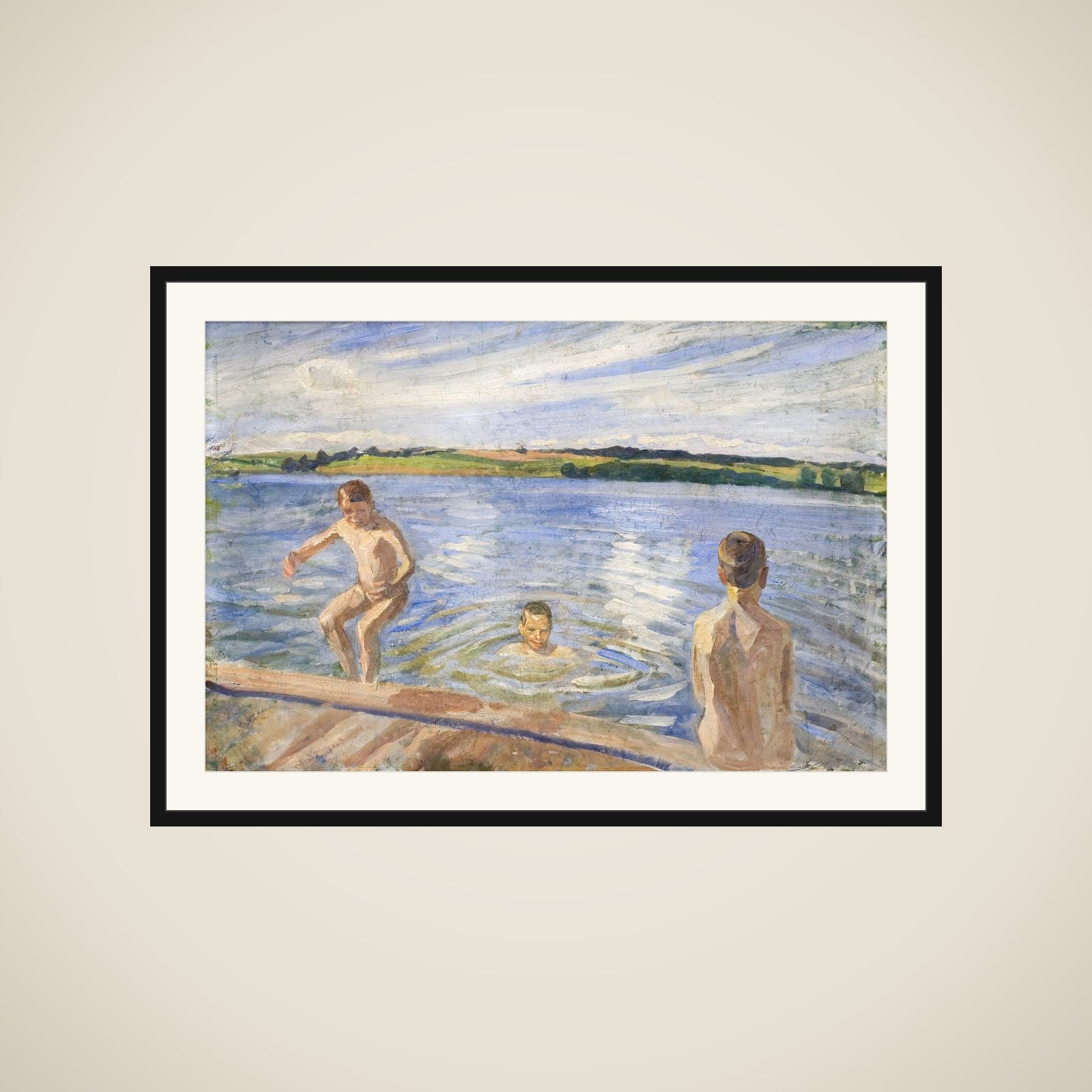 Badende drenge framed