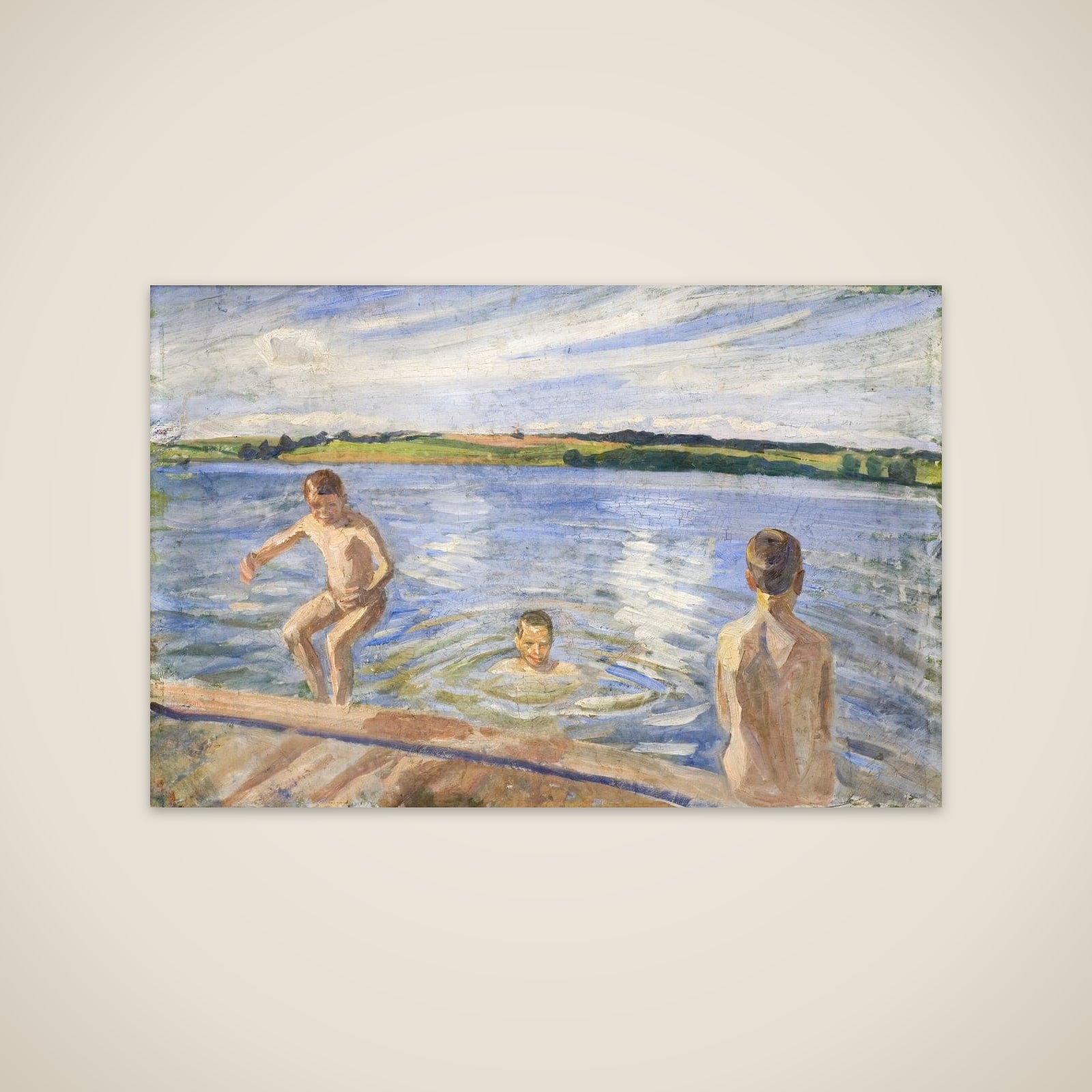 Badende drenge unframed print