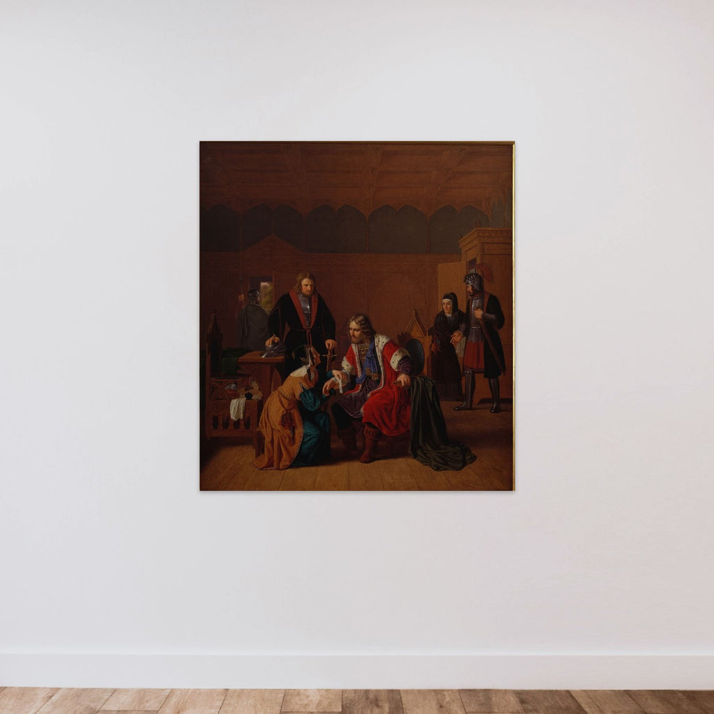 Valdemar den Store bliver forbundet i Absalons moders hus, hvor han har søgt tilflugt efter overfaldet i Roskilde unframed — shown to scale