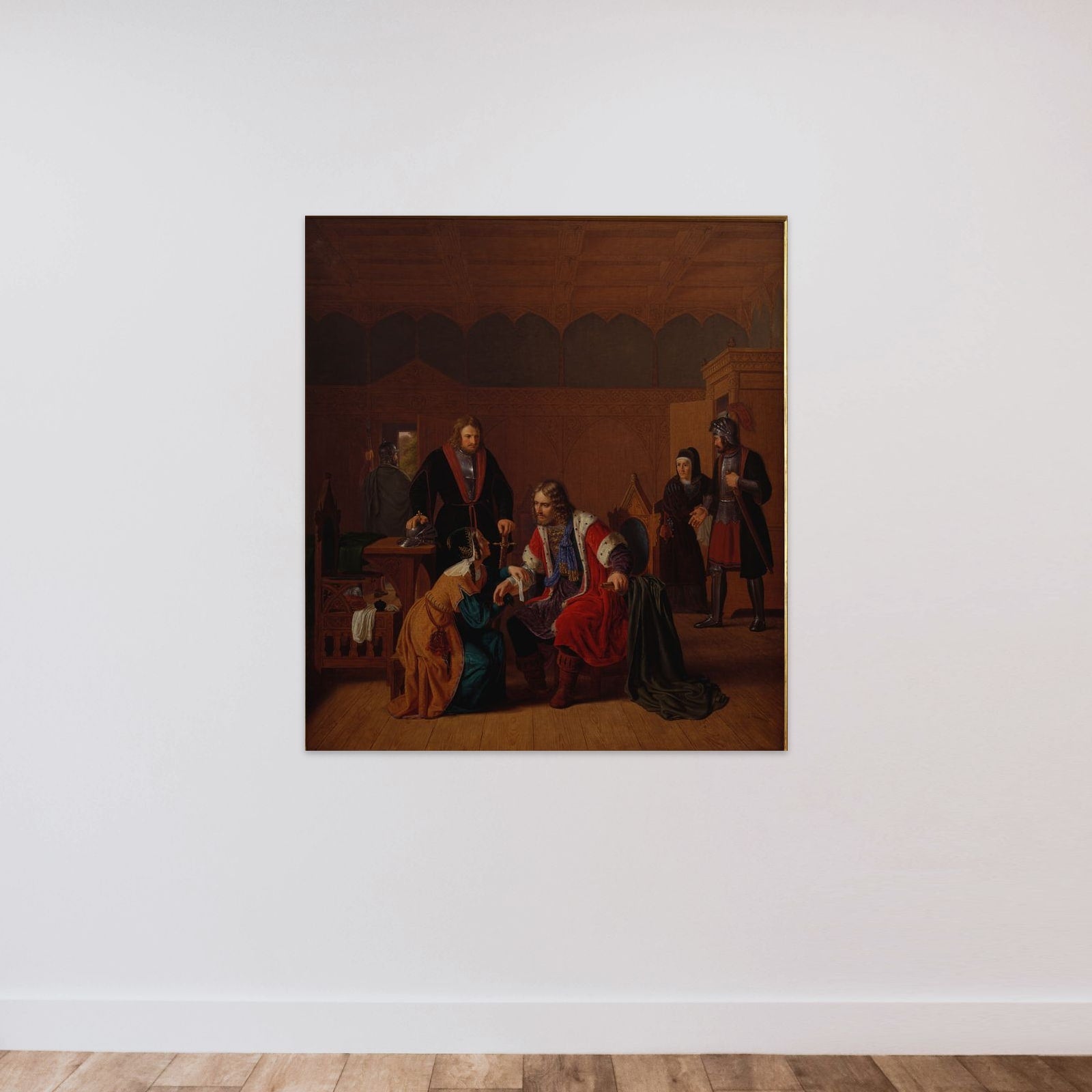 Valdemar den Store bliver forbundet i Absalons moders hus, hvor han har søgt tilflugt efter overfaldet i Roskilde unframed — shown to scale