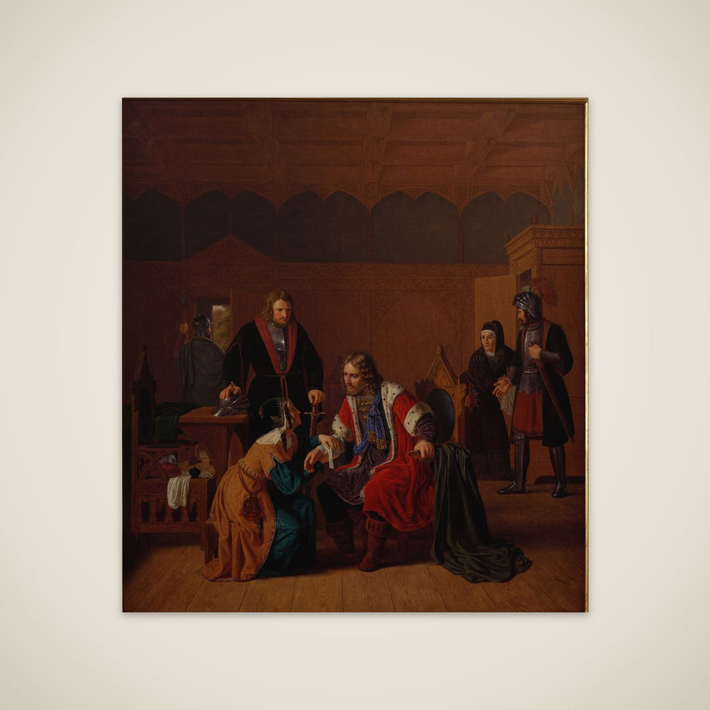 Valdemar den Store bliver forbundet i Absalons moders hus, hvor han har søgt tilflugt efter overfaldet i Roskilde unframed print