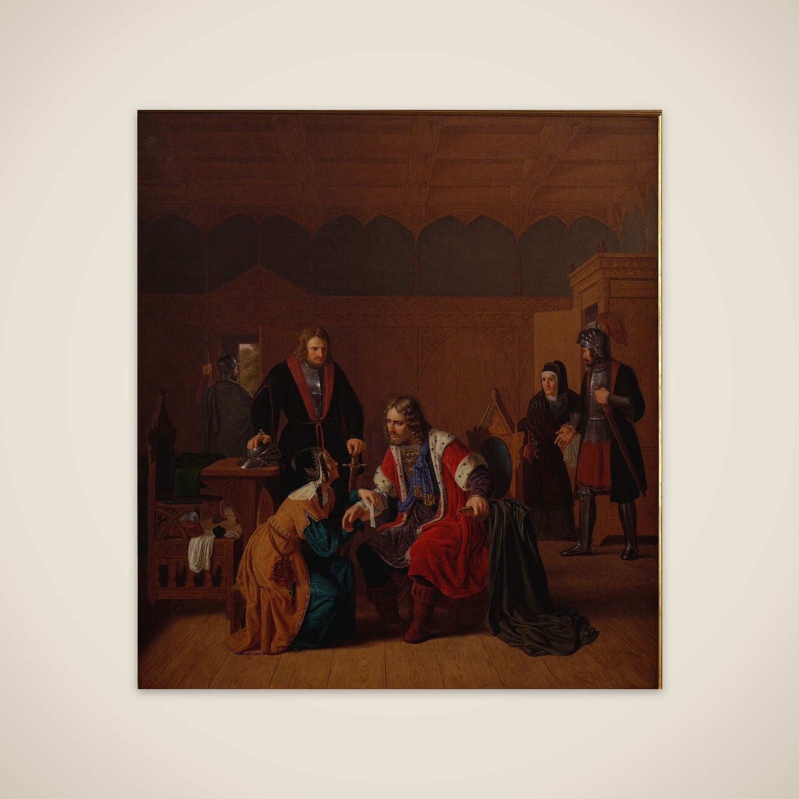 Valdemar den Store bliver forbundet i Absalons moders hus, hvor han har søgt tilflugt efter overfaldet i Roskilde unframed print