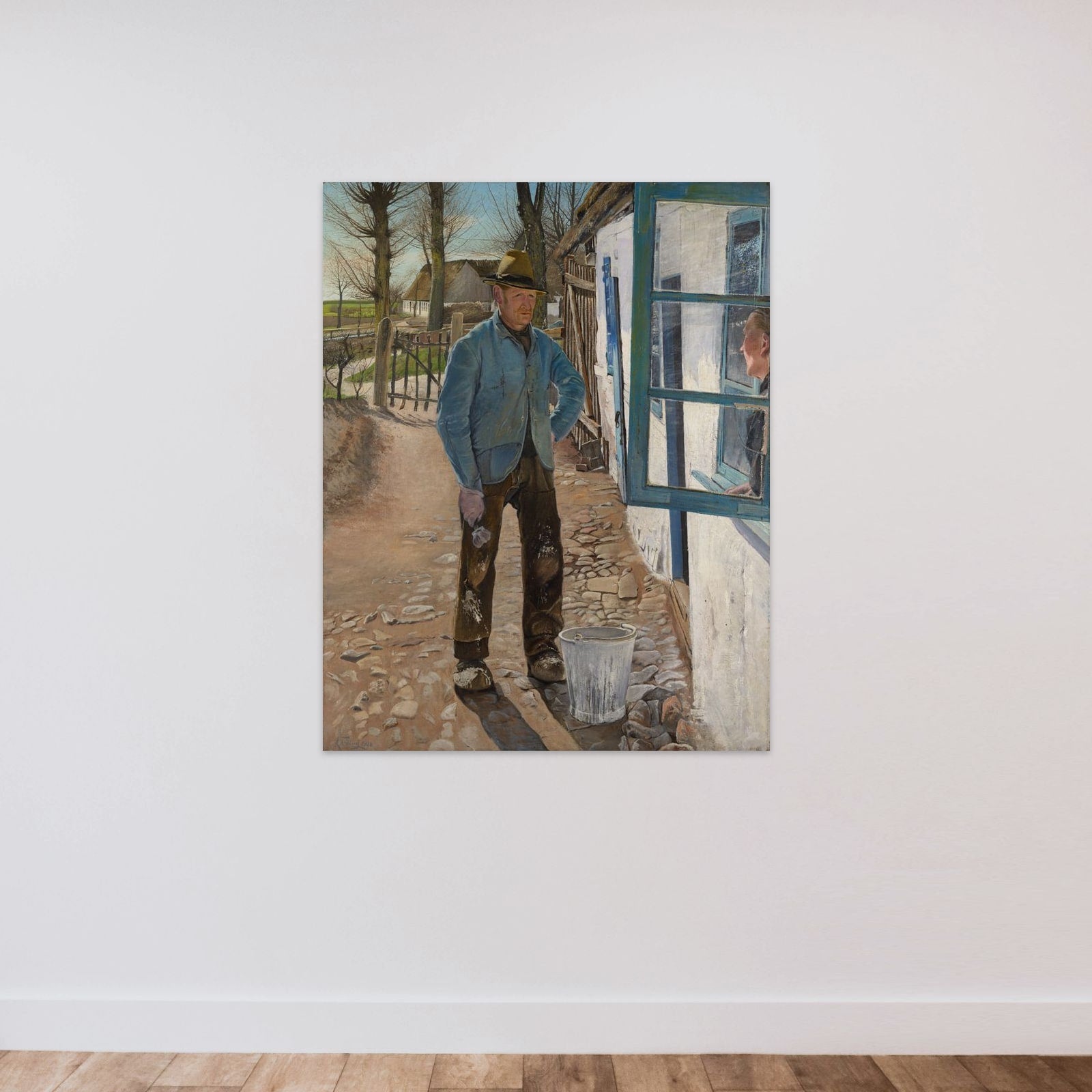 Kalkemanden. Det gamle hus bliver pudset op unframed — shown to scale