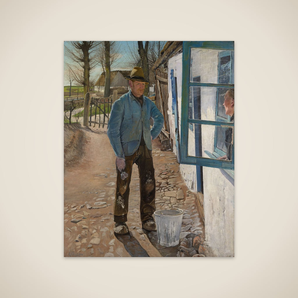 Kalkemanden. Det gamle hus bliver pudset op unframed print