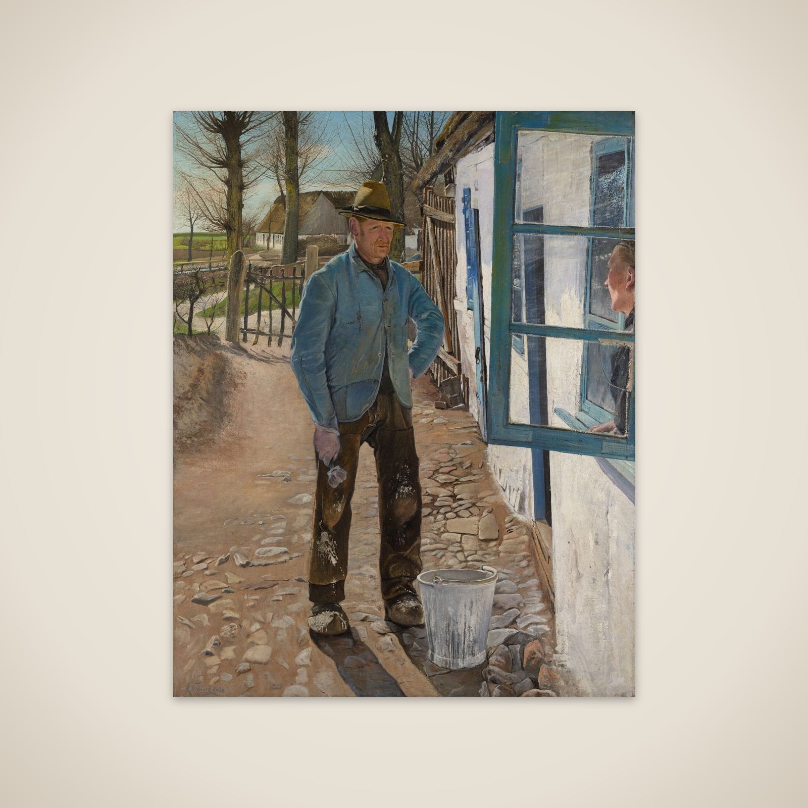 Kalkemanden. Det gamle hus bliver pudset op unframed print