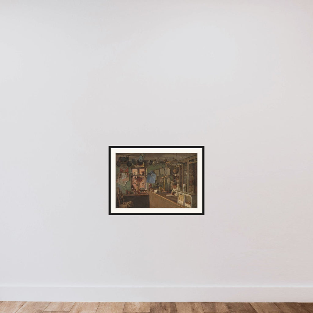 En butik på landet framed — shown to scale