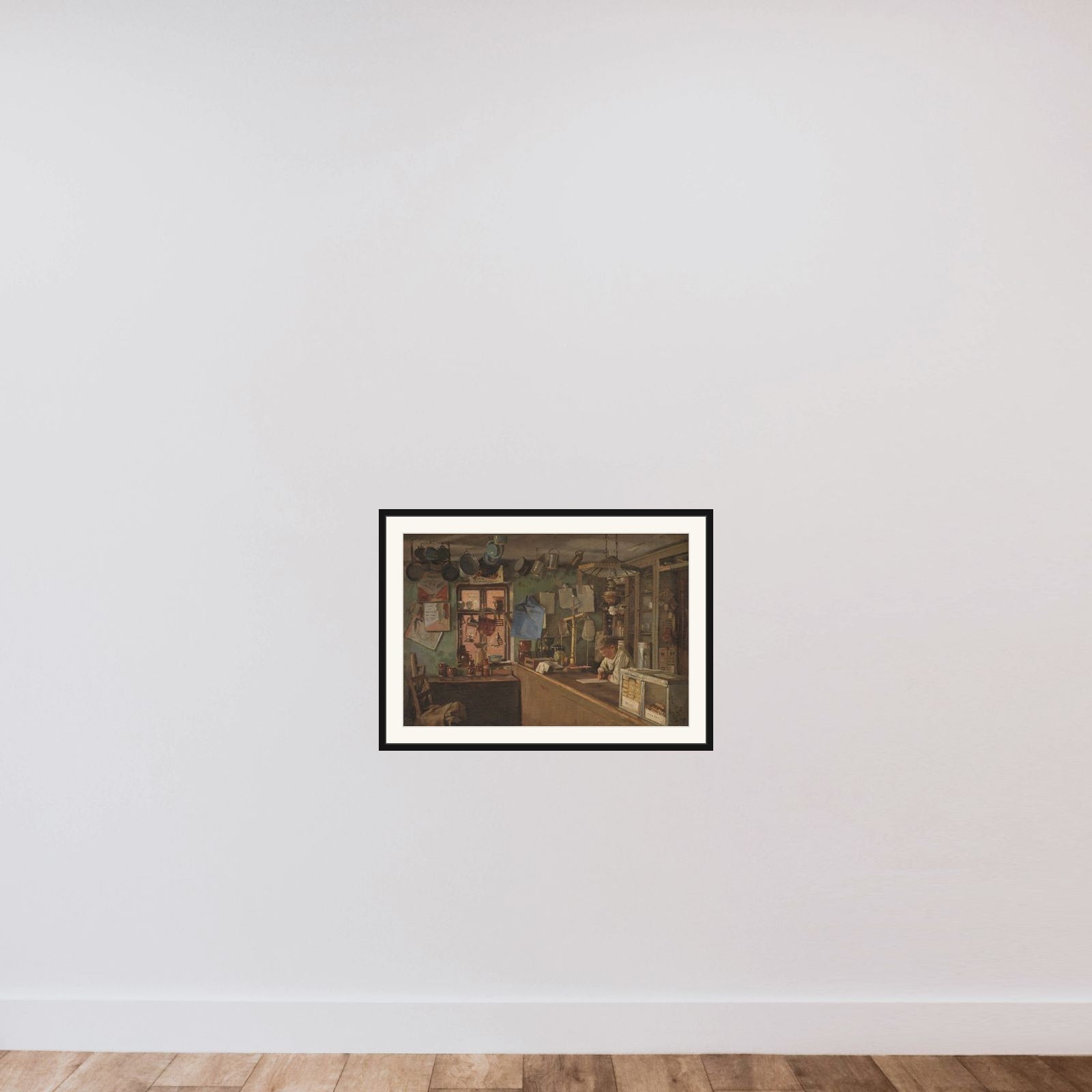 En butik på landet framed — shown to scale