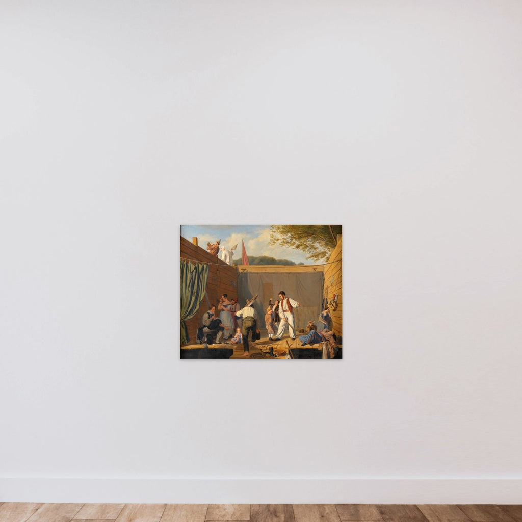 En linedansertrup kort før en forestillings begyndelse unframed — shown to scale