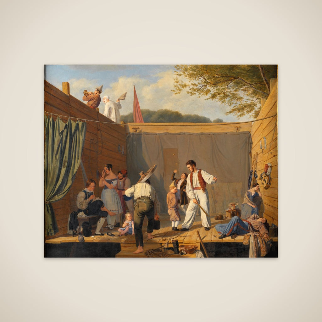En linedansertrup kort før en forestillings begyndelse unframed print