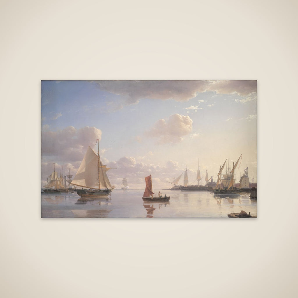 Udsigt fra Langelinie mod Nyholm med Mastekranen. Morgenbelysning unframed print