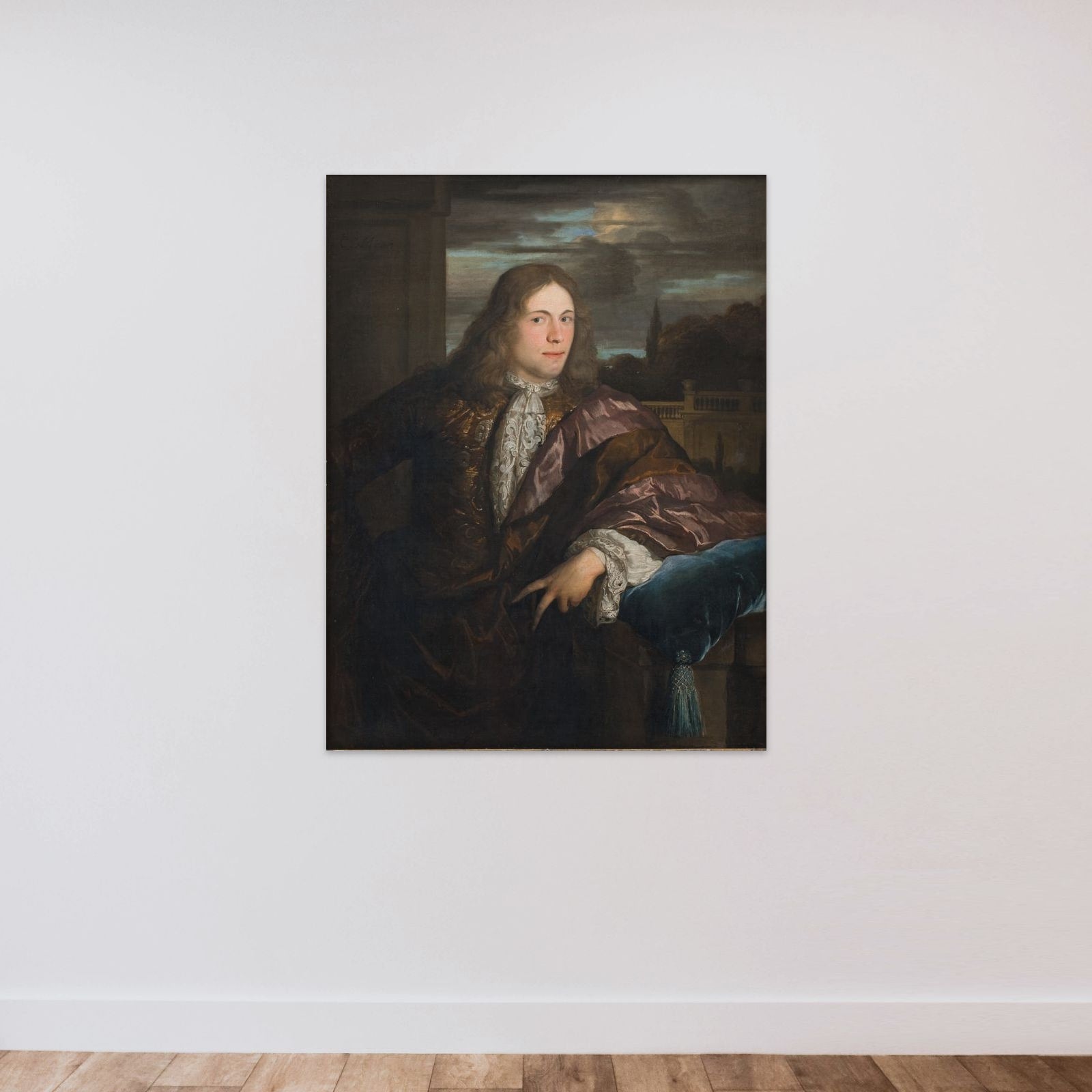 Portræt af en ung mand unframed — shown to scale