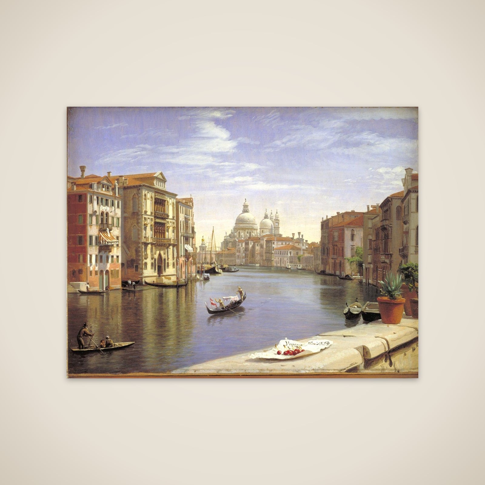 Udsigt over Canal Grande i Venedig. I baggrunden S. Maria della Salute unframed print