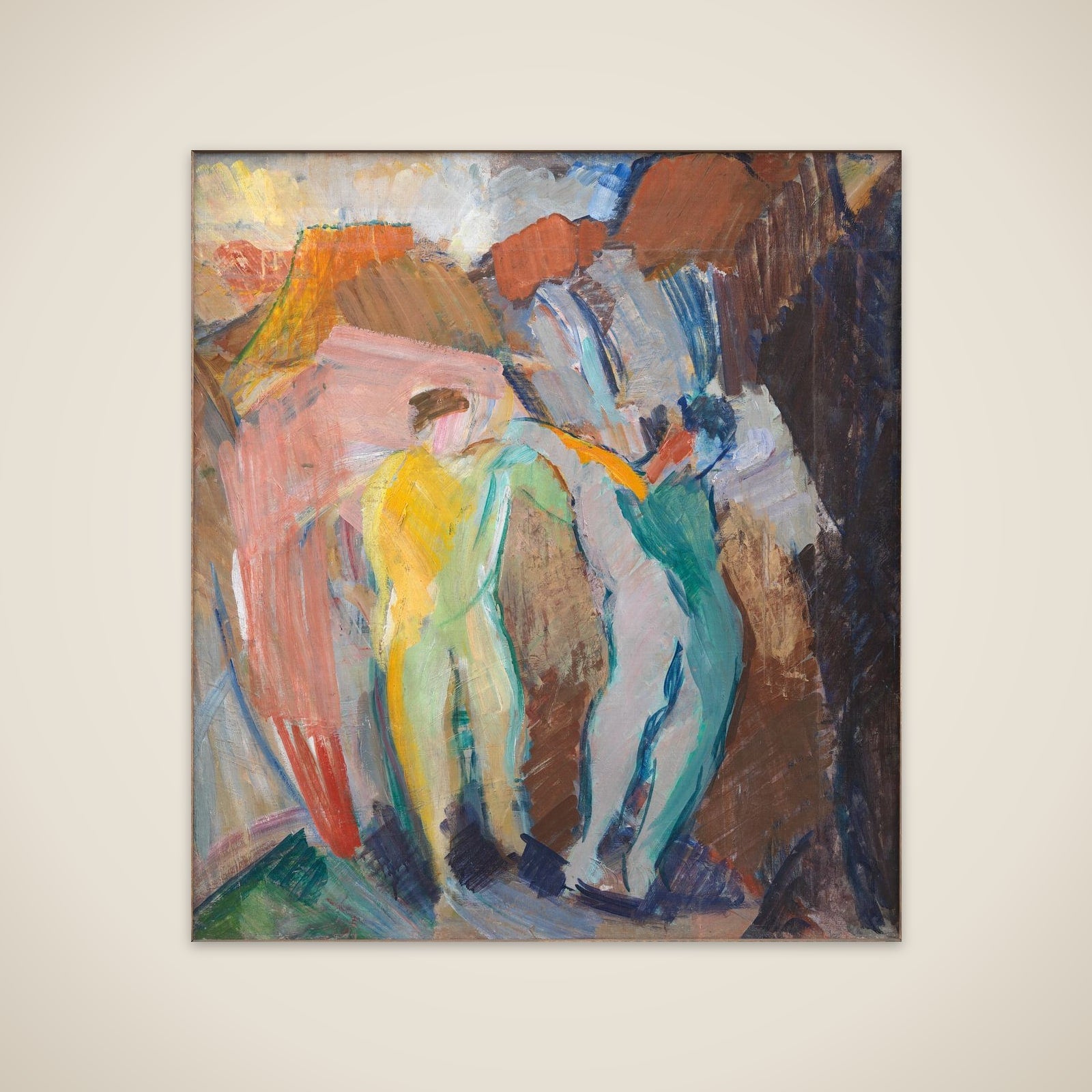 To genier. Farveskitse unframed print