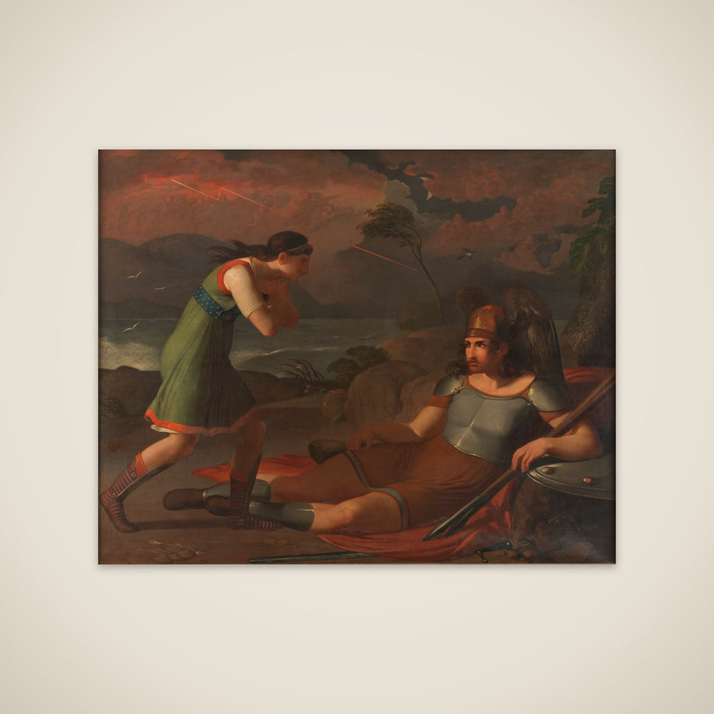 Sulmalla prøver forgæves at overtale sin elsker Cathmor til at slutte fred med Fingal unframed print
