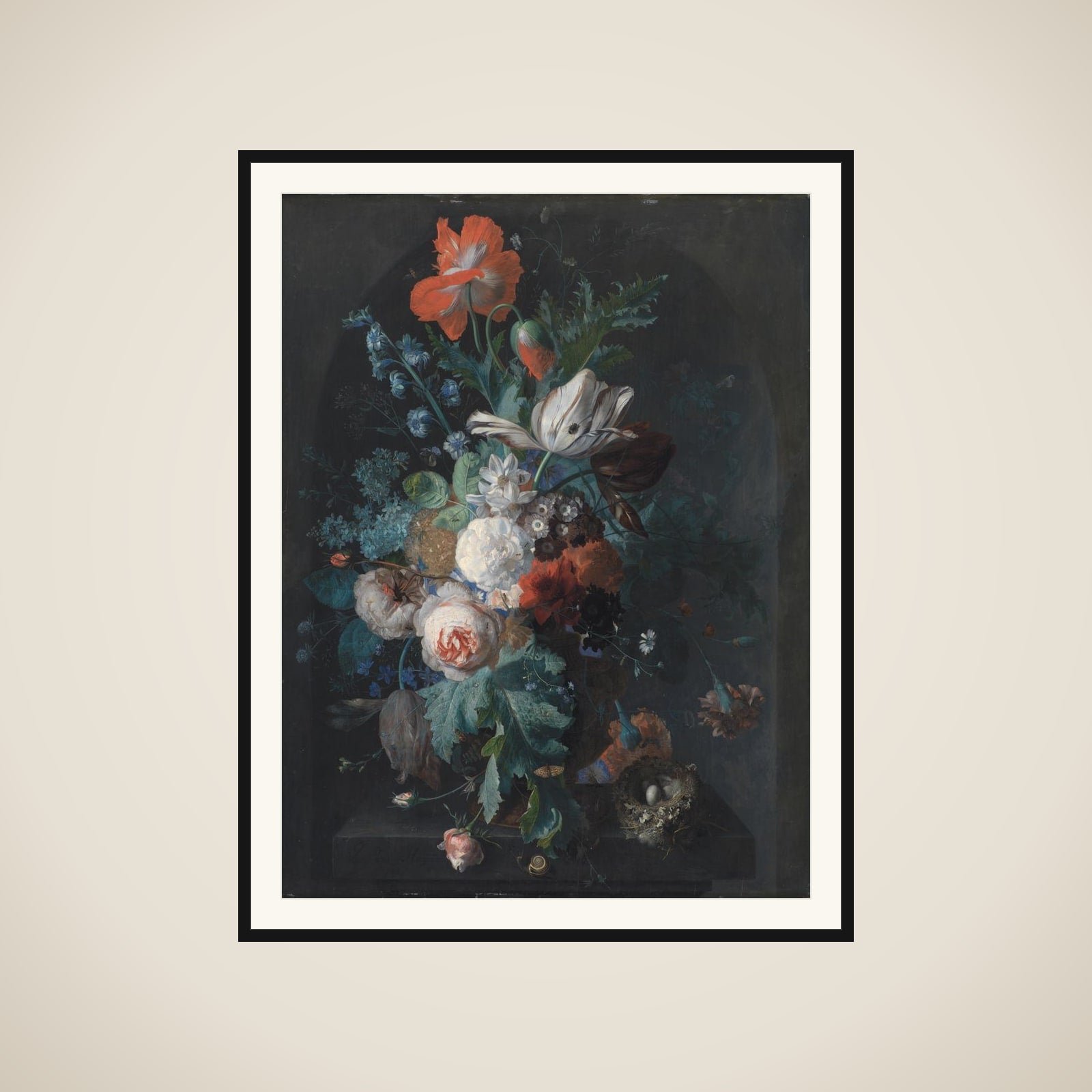 Vase med blomster framed