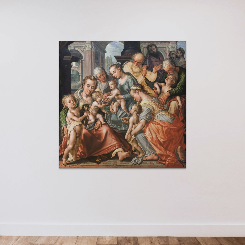 Skt. Anna med sine døtre, de tre Maria'er, og sin øvrige familie unframed — shown to scale