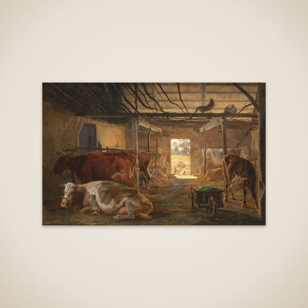 En kostald i en bondegård. Vejby unframed print