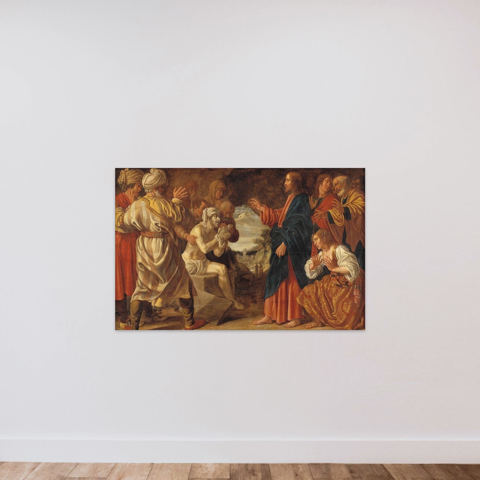 Lazarus' opvækkelse unframed — shown to scale