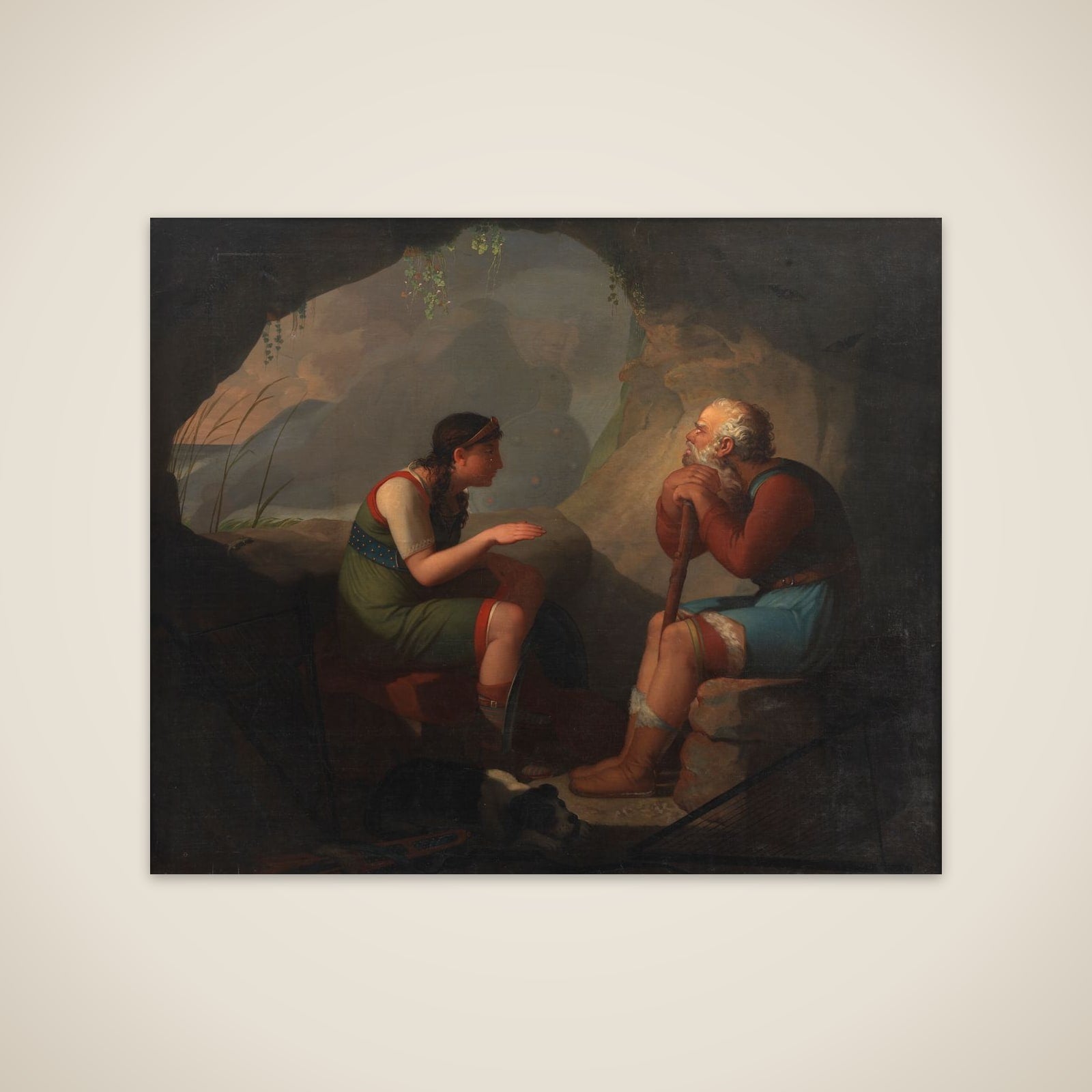 Sulmalla venter forgæves Cathmor hos den gamle digter Clonmal, for hvem den døde Cathmors ånd viser sig unframed print