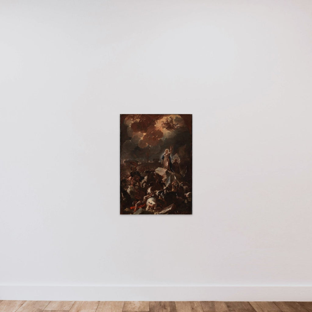 Judith med Holofernes' hoved unframed — shown to scale