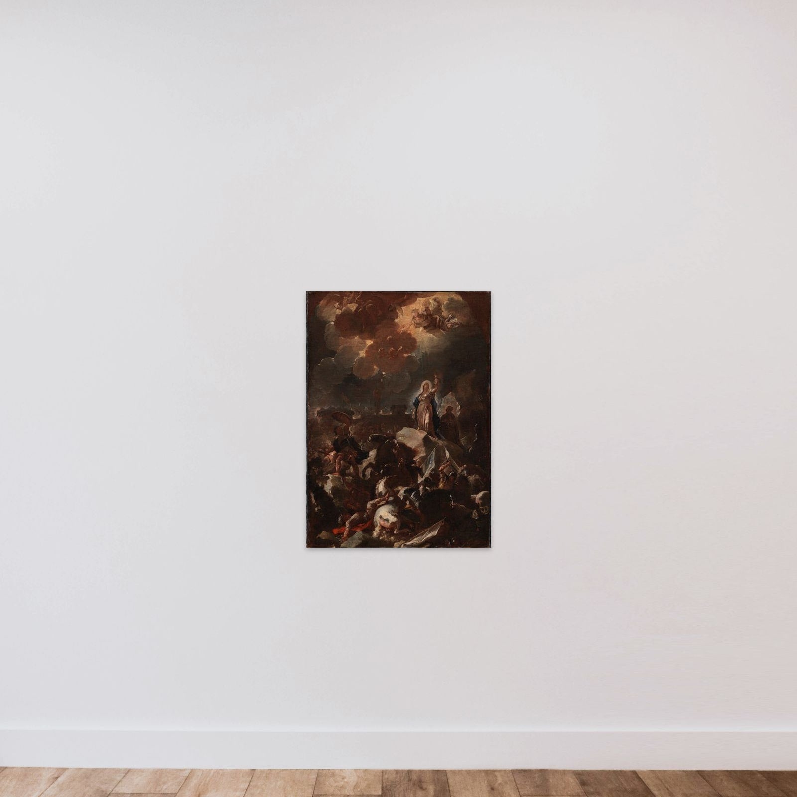 Judith med Holofernes' hoved unframed — shown to scale