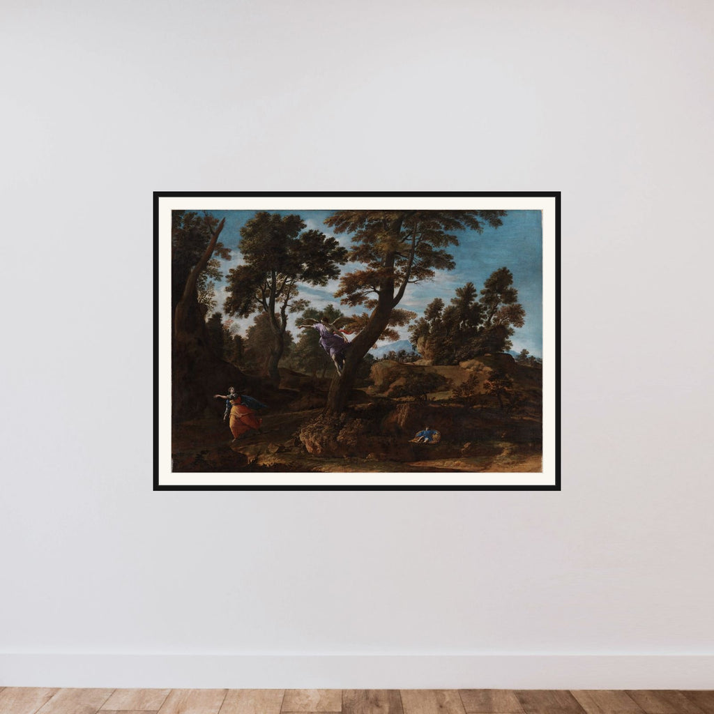 Landskab med englen, der viser sig for Hagar og Ismael framed — shown to scale