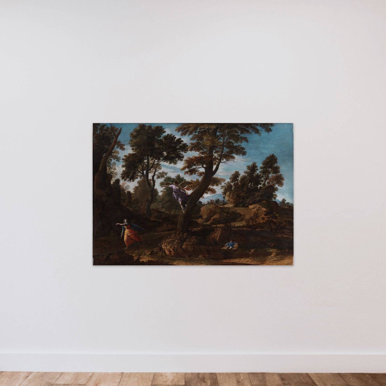 Landskab med englen, der viser sig for Hagar og Ismael unframed — shown to scale