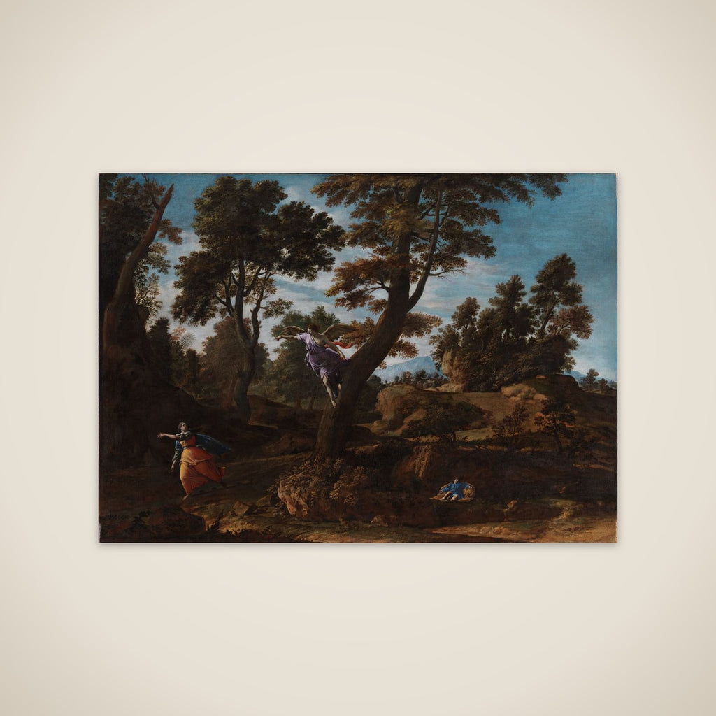 Landskab med englen, der viser sig for Hagar og Ismael unframed print