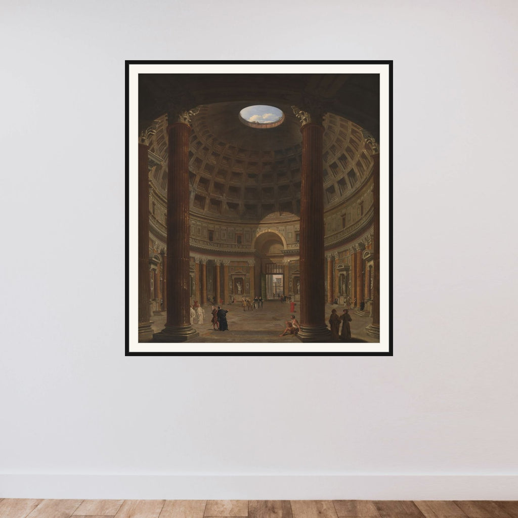 Det indre af Pantheon i Rom framed — shown to scale