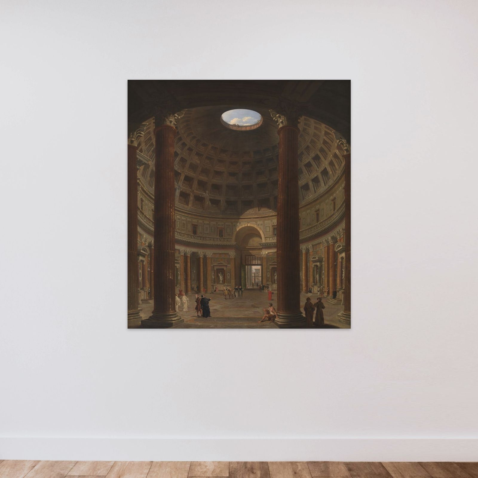 Det indre af Pantheon i Rom unframed — shown to scale