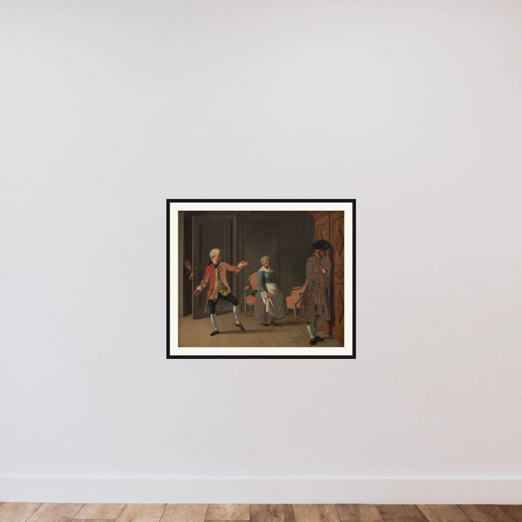 Motiv fra Ludvig Holbergs "Jean de France", I akt, 6. scene framed — shown to scale