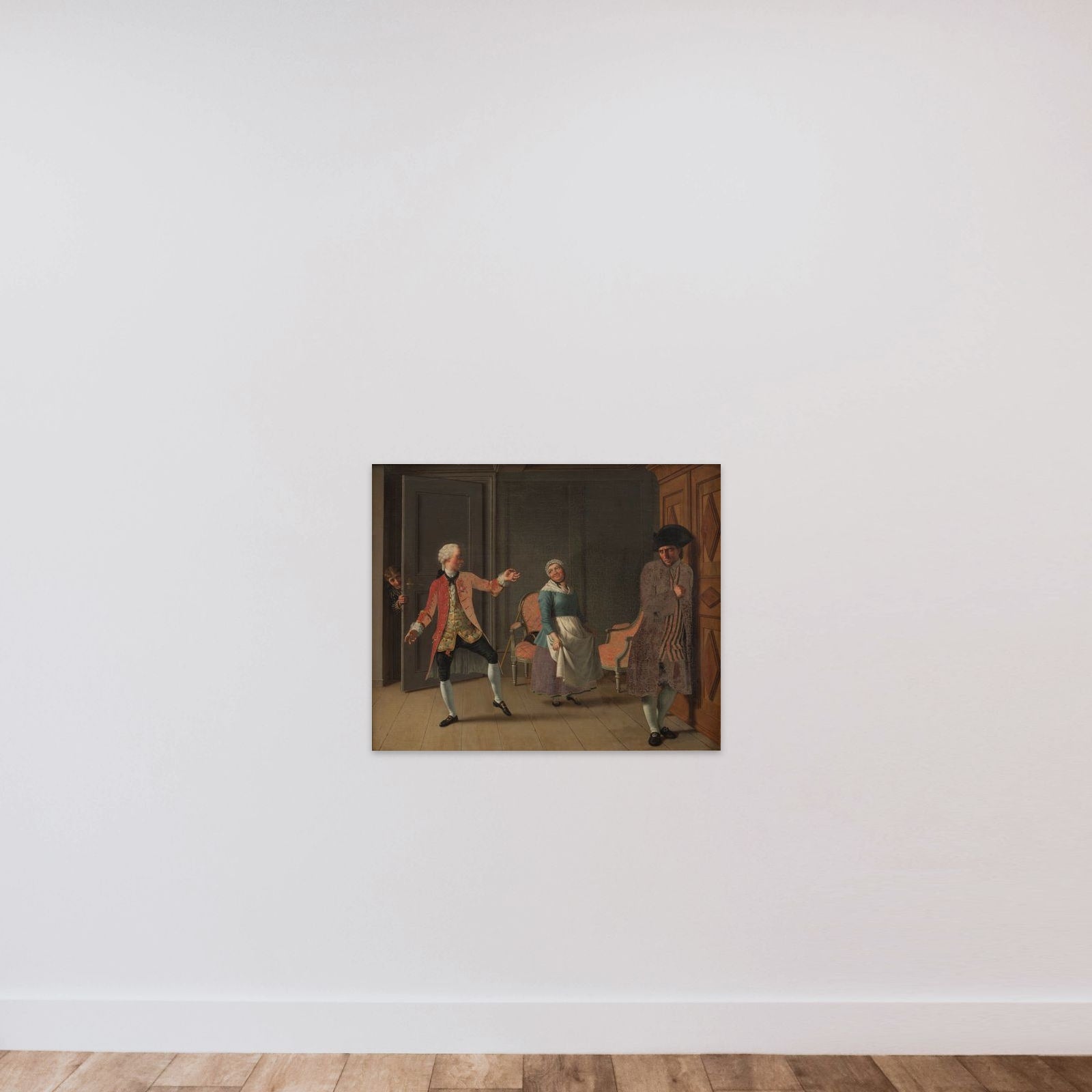 Motiv fra Ludvig Holbergs "Jean de France", I akt, 6. scene unframed — shown to scale