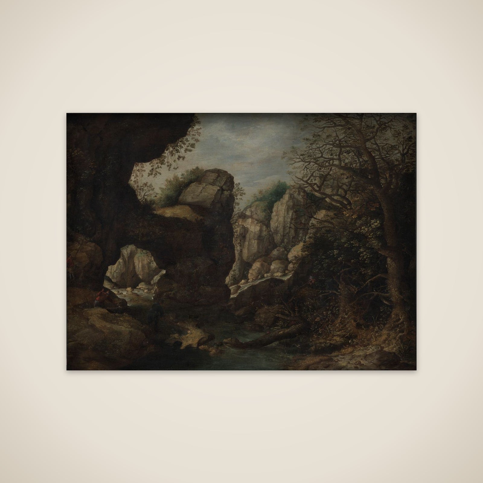 Klippelandskab med gedejagt unframed print