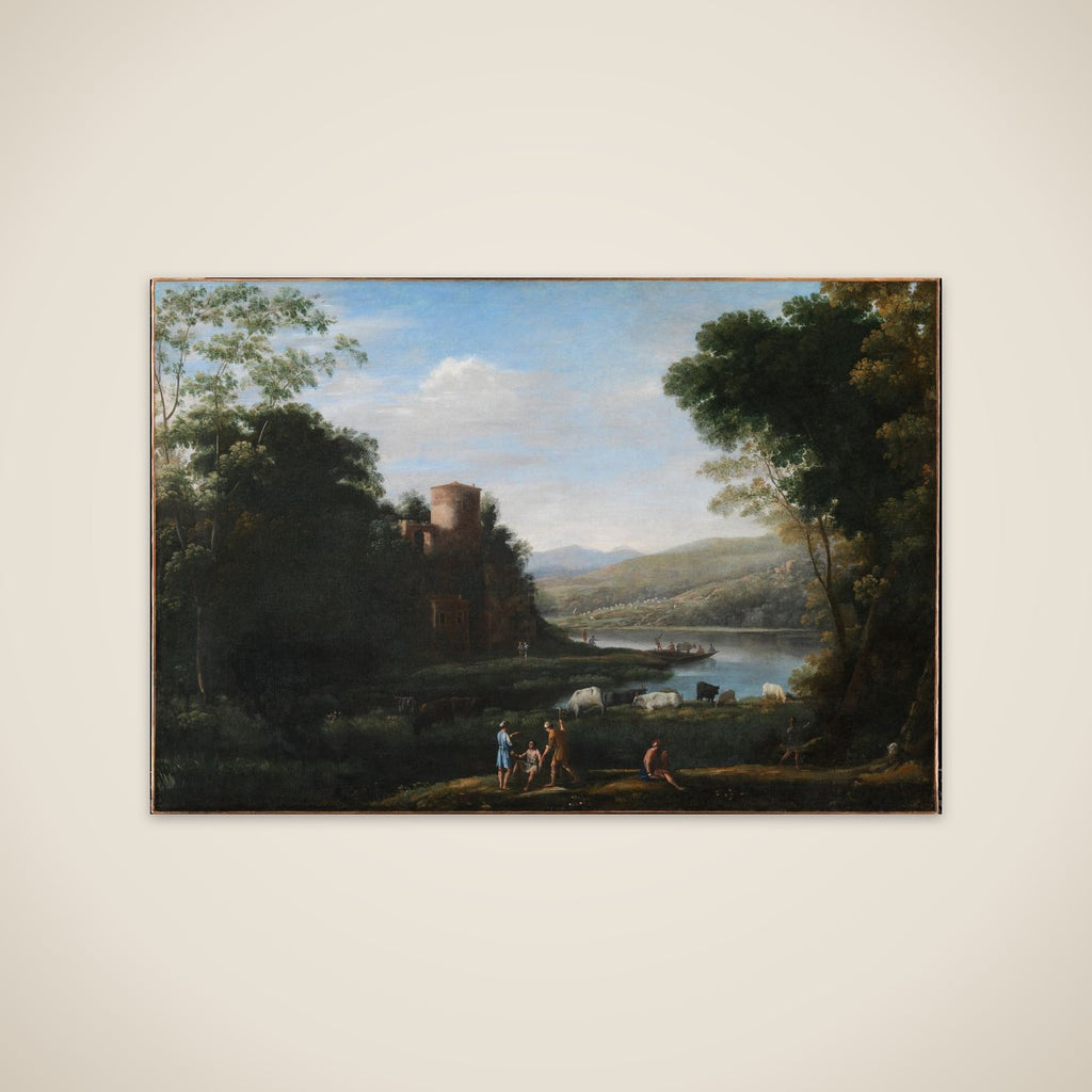 Flodlandskab med hyrder unframed print
